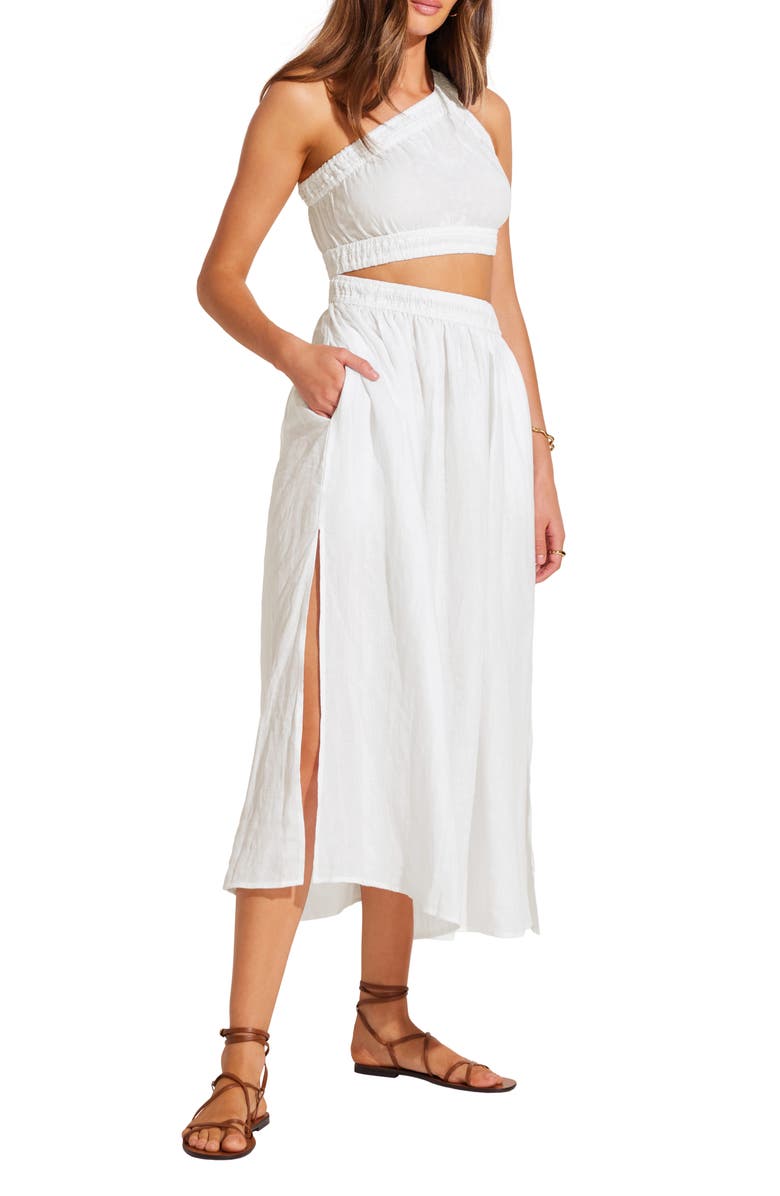 Vitamin A<sup>®</sup> Reina Side Cutout Linen Cover-Up Dress, Alternate, color, White Eco Linen