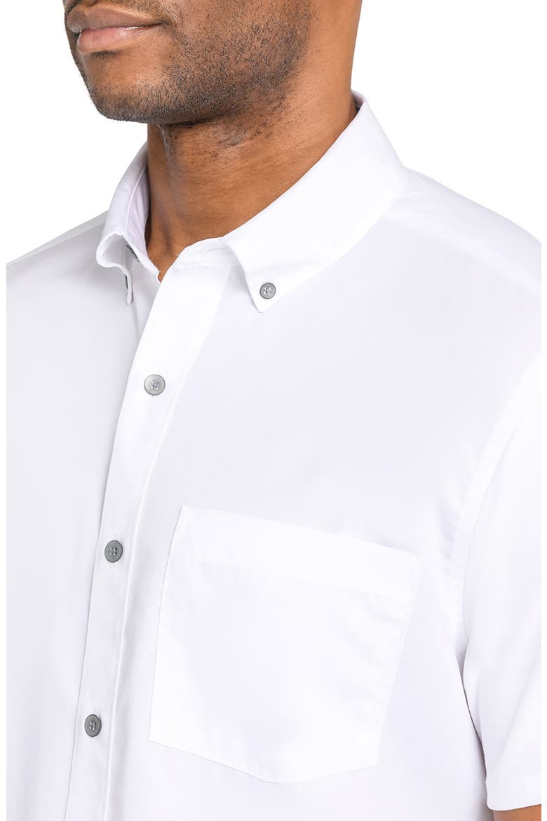Hudson Reworked Slim Fit Solid Short Sleeve Cotton Button-Up Shirt, Alternate, color, WHITE
