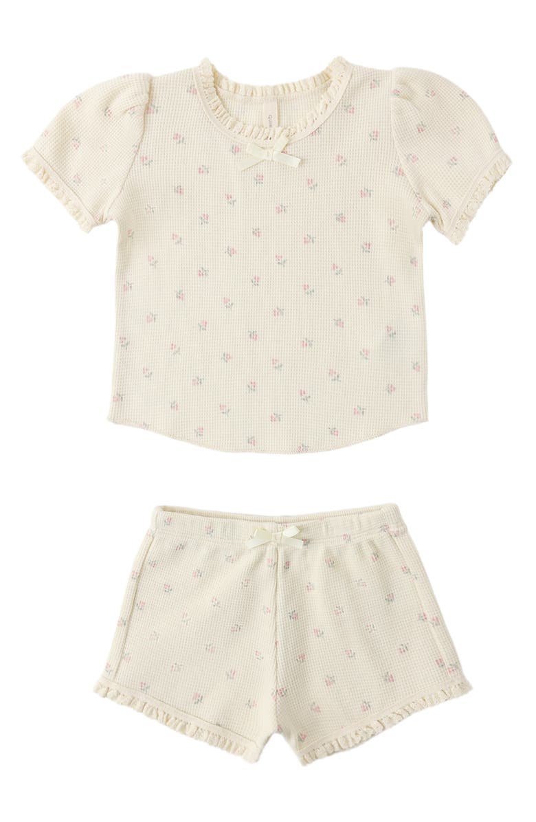 QUINCY MAE Kids' Ruby Ditsy Organic Cotton Top & Shorts Set, Alternate, color, Natural
