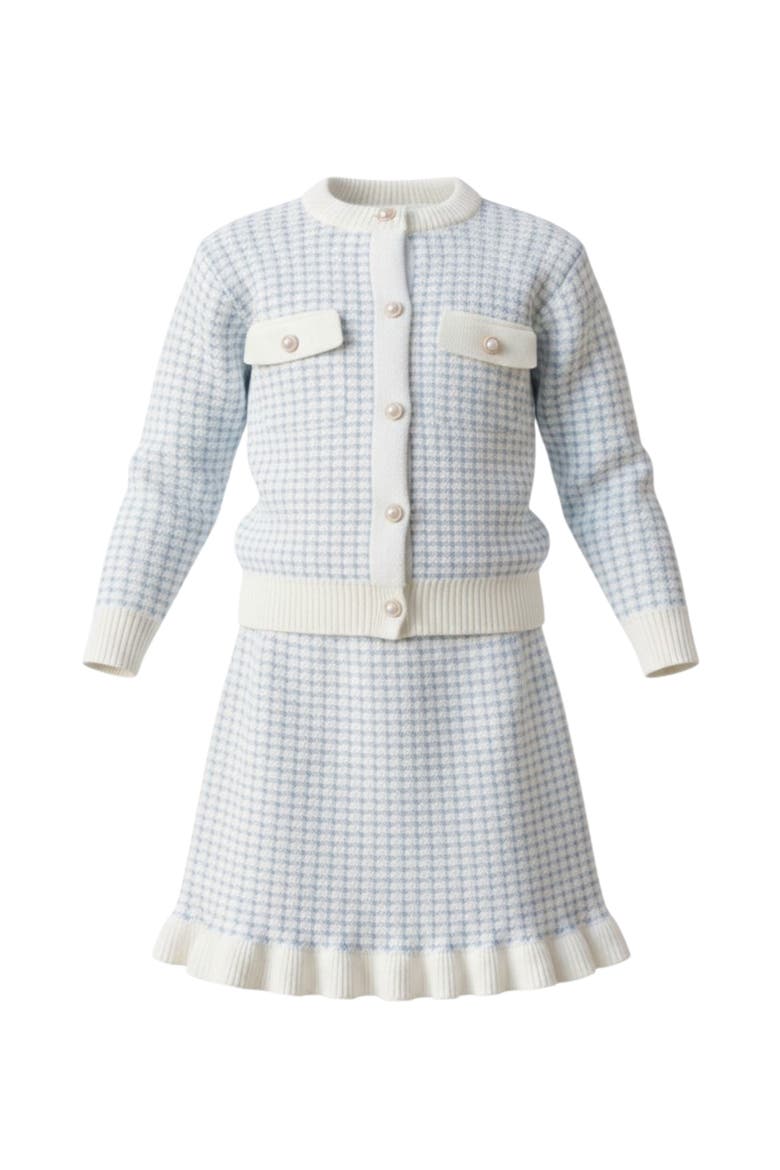 Cute Knit Cardigan and Ruffle Skirt Set, Main, color, Blue