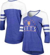 FANATICS Women's Fanatics Branded Heather Royal New York Mets League Leader Tri-Blend 3/4-Sleeve V-Neck T-Shirt