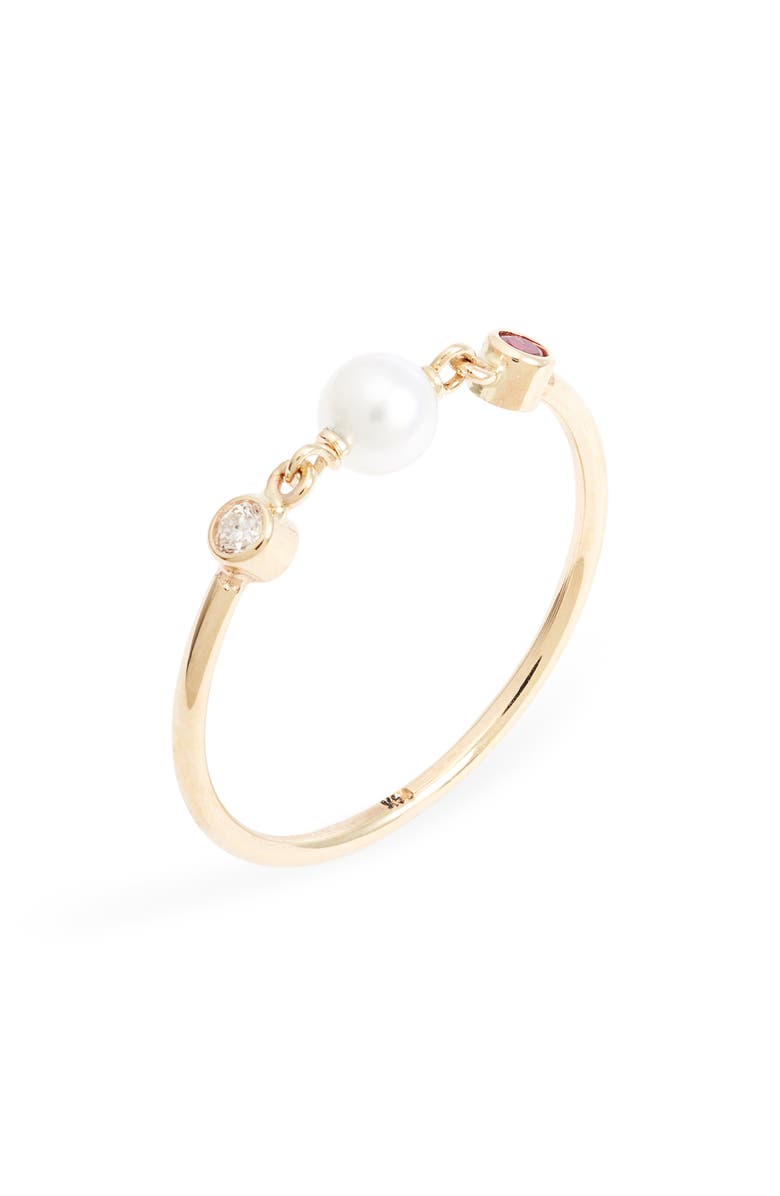 Poppy Finch Cultured Pearl, Ruby & Diamond Ring, Main, color,