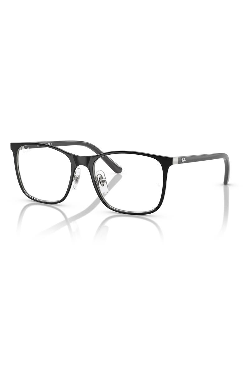 Ray-Ban Kids' Junior 46mm Square Optical Glasses, Alternate, color, Black Silver