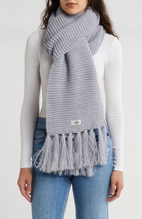 UGG Fringe Trim Knit Scarf
