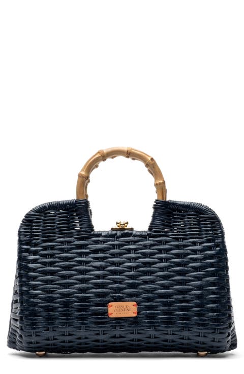 Buzzy Woven Wicker Top Handle Bag