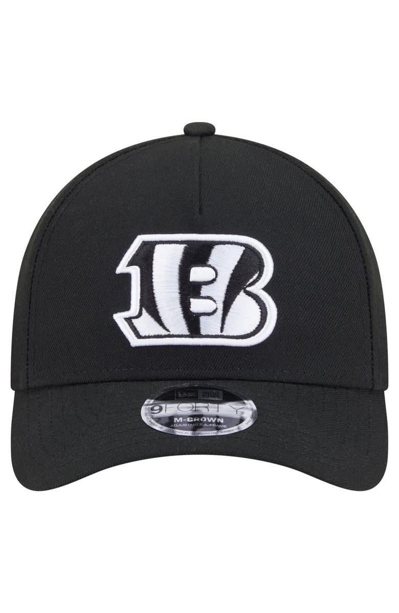 New Era Men's New Era  Black Cincinnati Bengals Team Collection 9FORTY M-Crown A-Frame Adjustable Hat, Alternate, color, Black