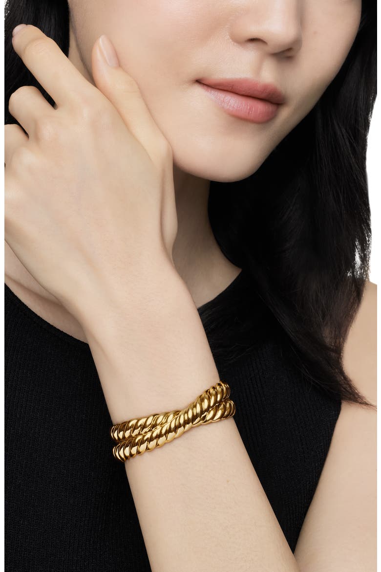 Sculpted Cable Double Wrap Bracelet in 18K Yellow Gold, Alternate, color, 18K YELLOW GOLD