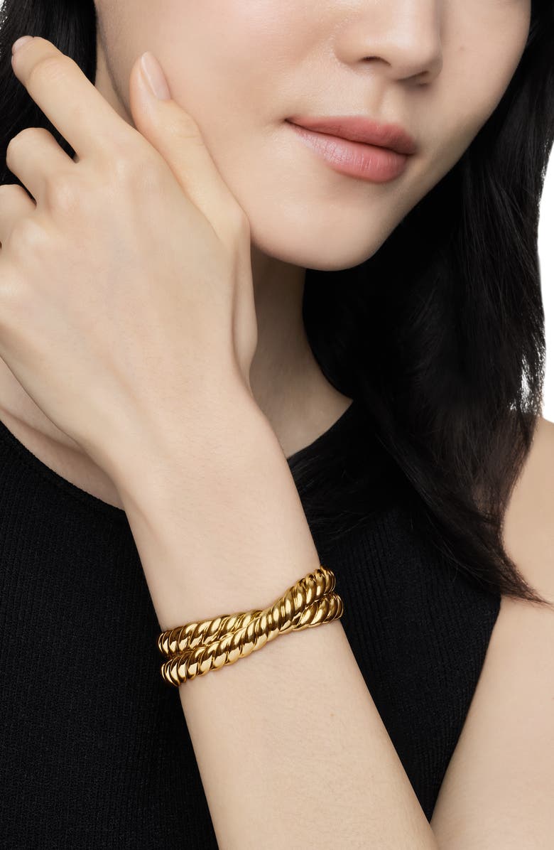 David Yurman Sculpted Cable Double Wrap Bracelet in 18K Yellow Gold, Alternate, color, 18K Yellow Gold