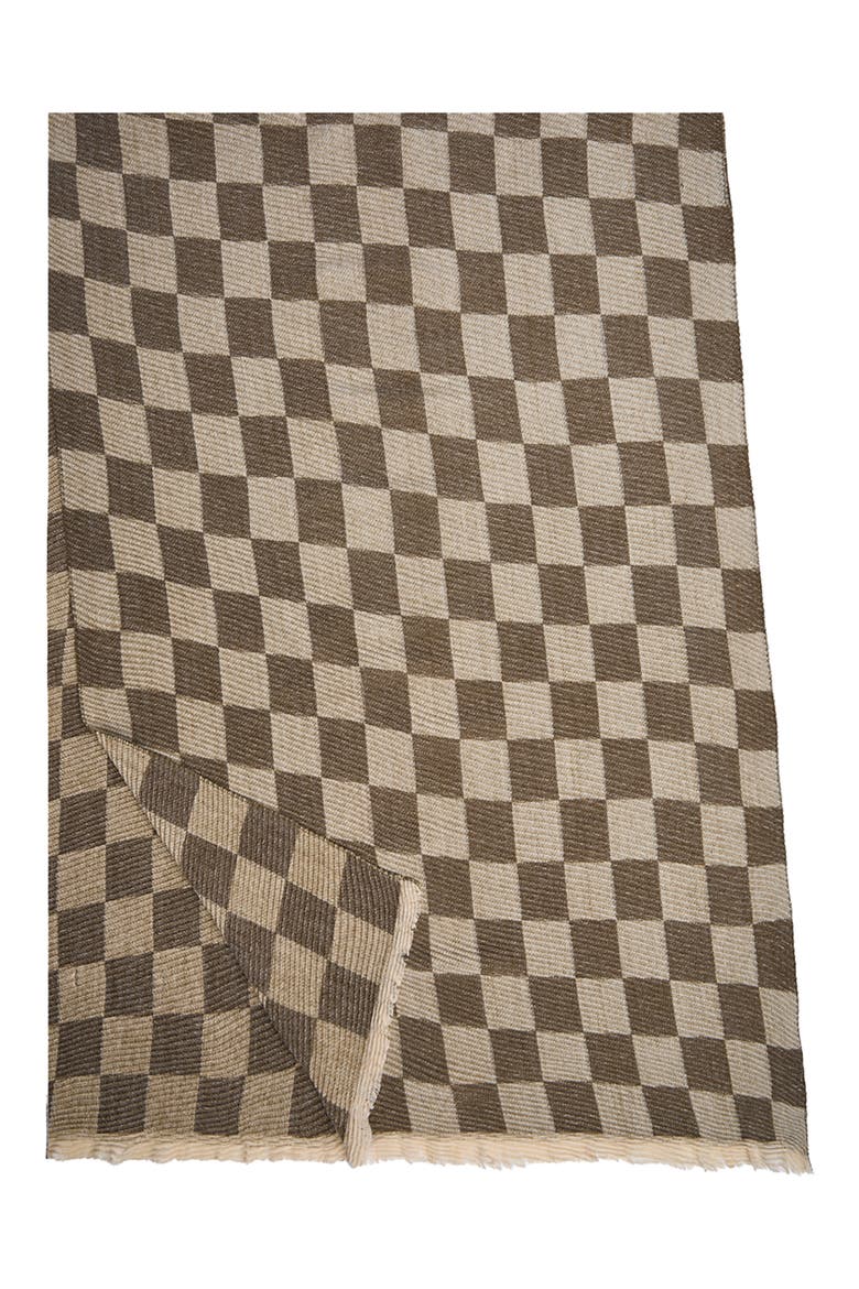 Fringe Checkered Scarf, Alternate, color, GREEN/BEIGE