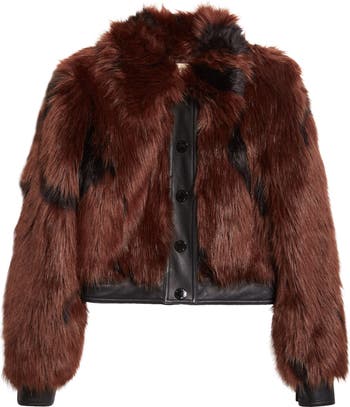 L'AGENCE Claira Faux Leather Trim Faux Fur Jacket Nordstrom