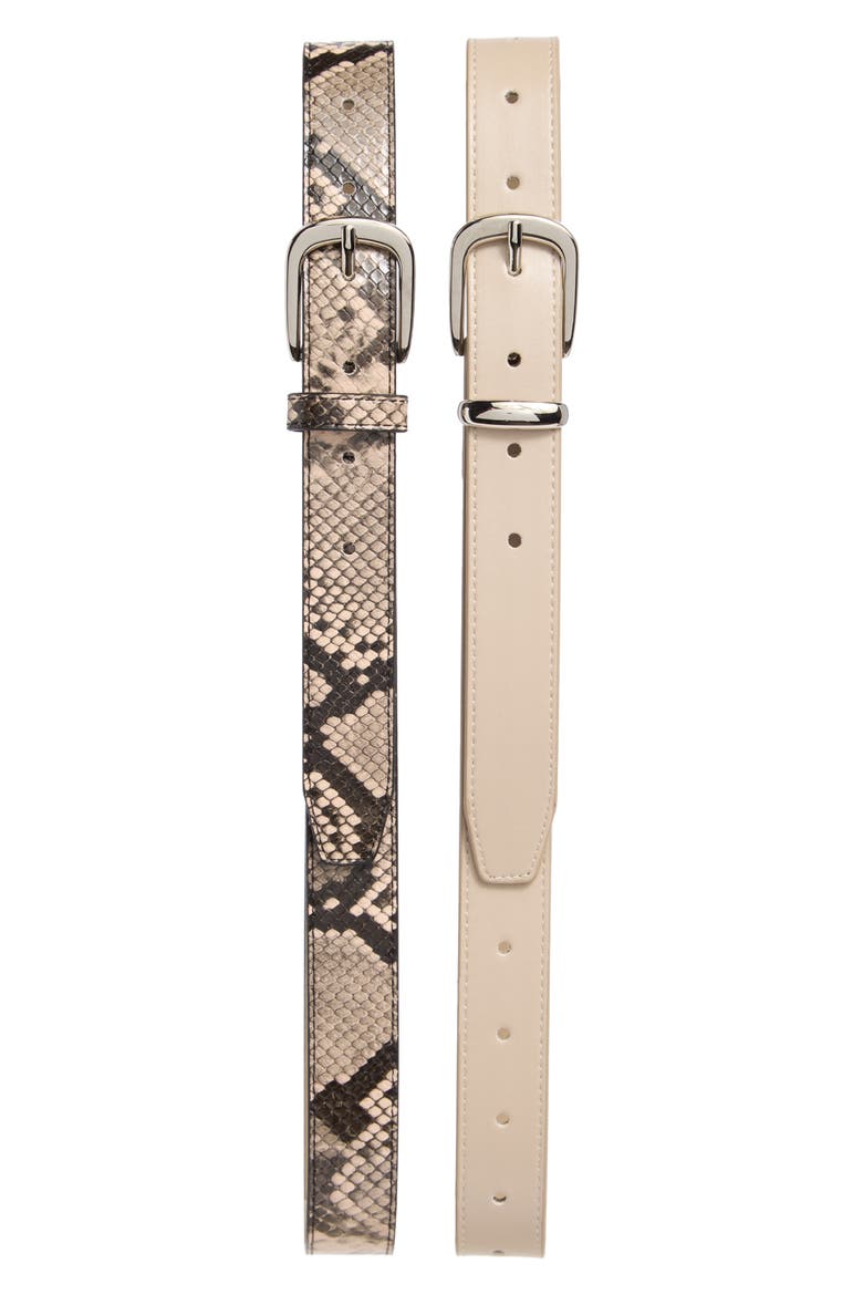 2-for-1 Assorted Faux Leather Belts, Main, color, OFF WHITE-TAUPE