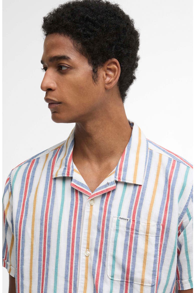 Summerfit Waterbay Stripe Linen & Cotton Camp Shirt, Alternate, color, WHITE