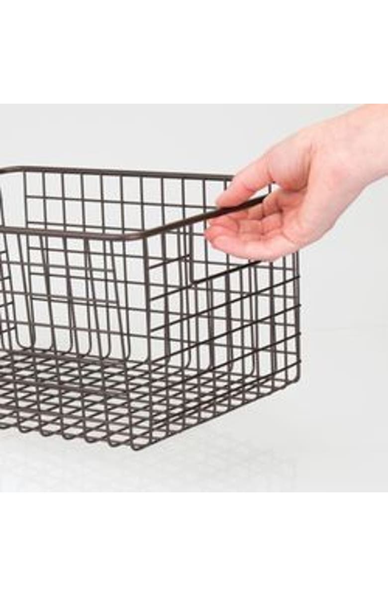 mDesign Metal Wire Food Organizer Basket with Built-In Handles, 12 x 9 x 6 - 8 Pack, Alternate, color, Bronze