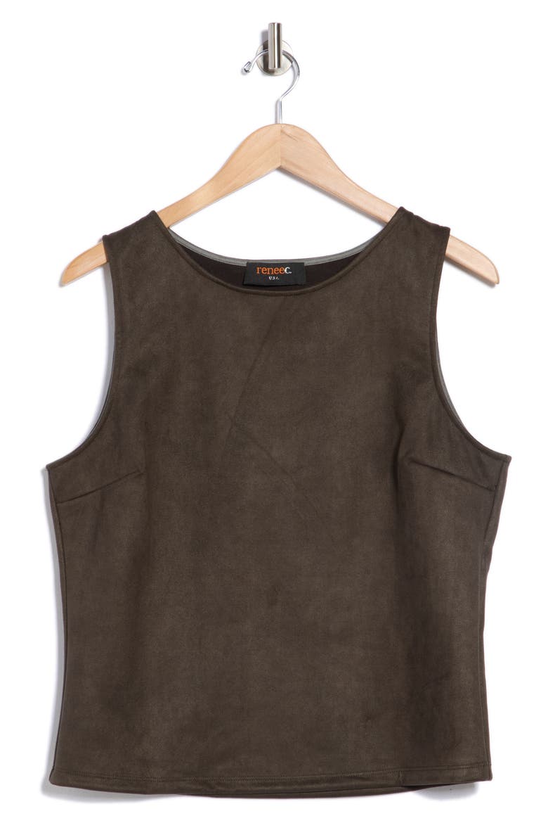 Faux Suede Shell, Alternate, color, OLIVE