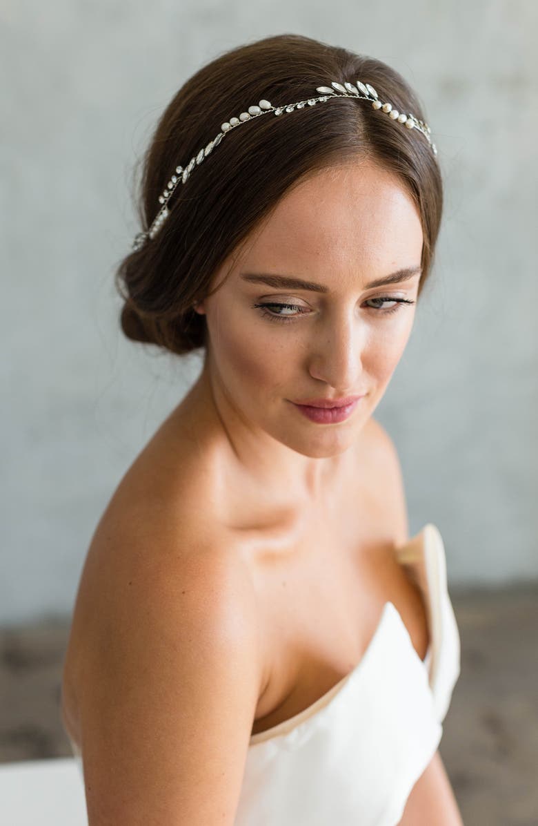 Brides & Hairpins India Halo & Sash, Alternate, color, Silver