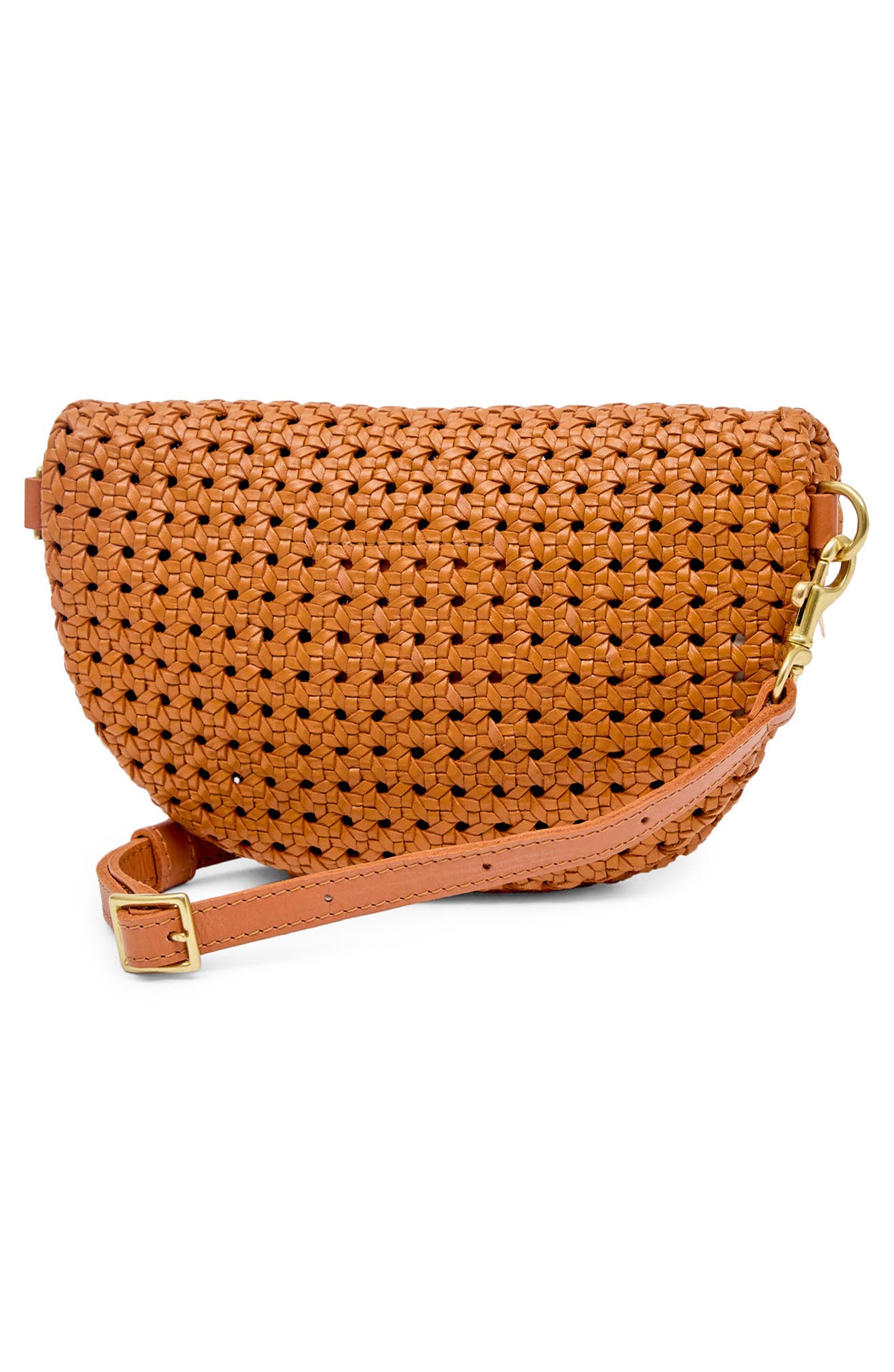 Clare V. Petite Woven Leather Belt Bag, Alternate, color, Tan