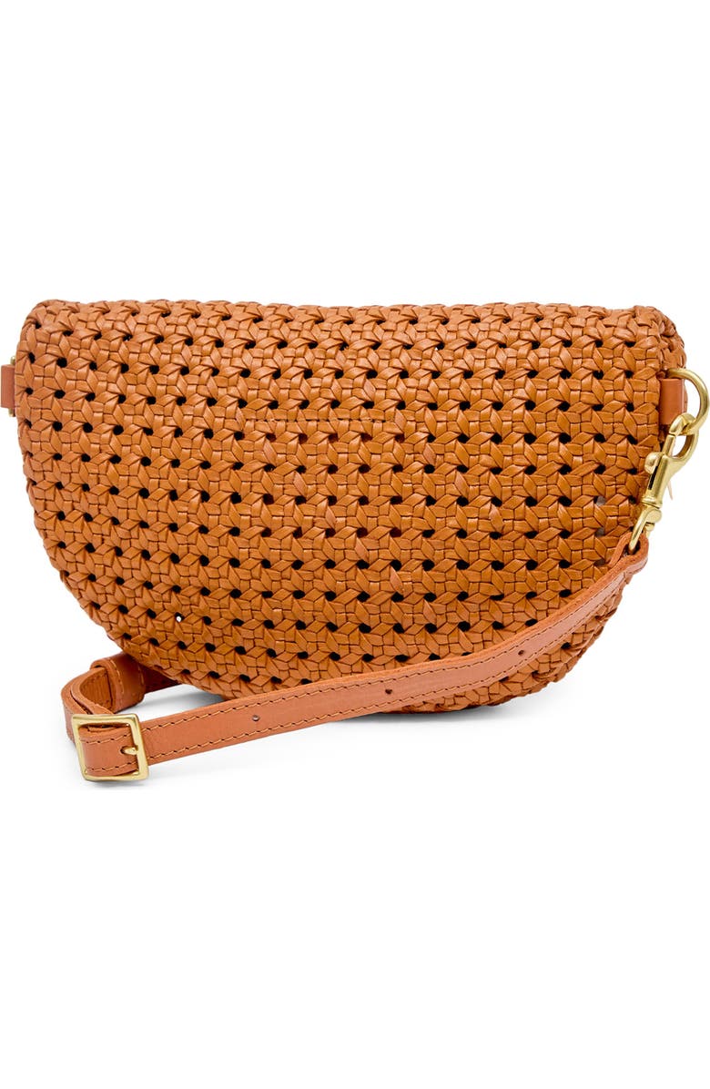 Clare V. Petite Woven Leather Belt Bag, Alternate, color, Tan