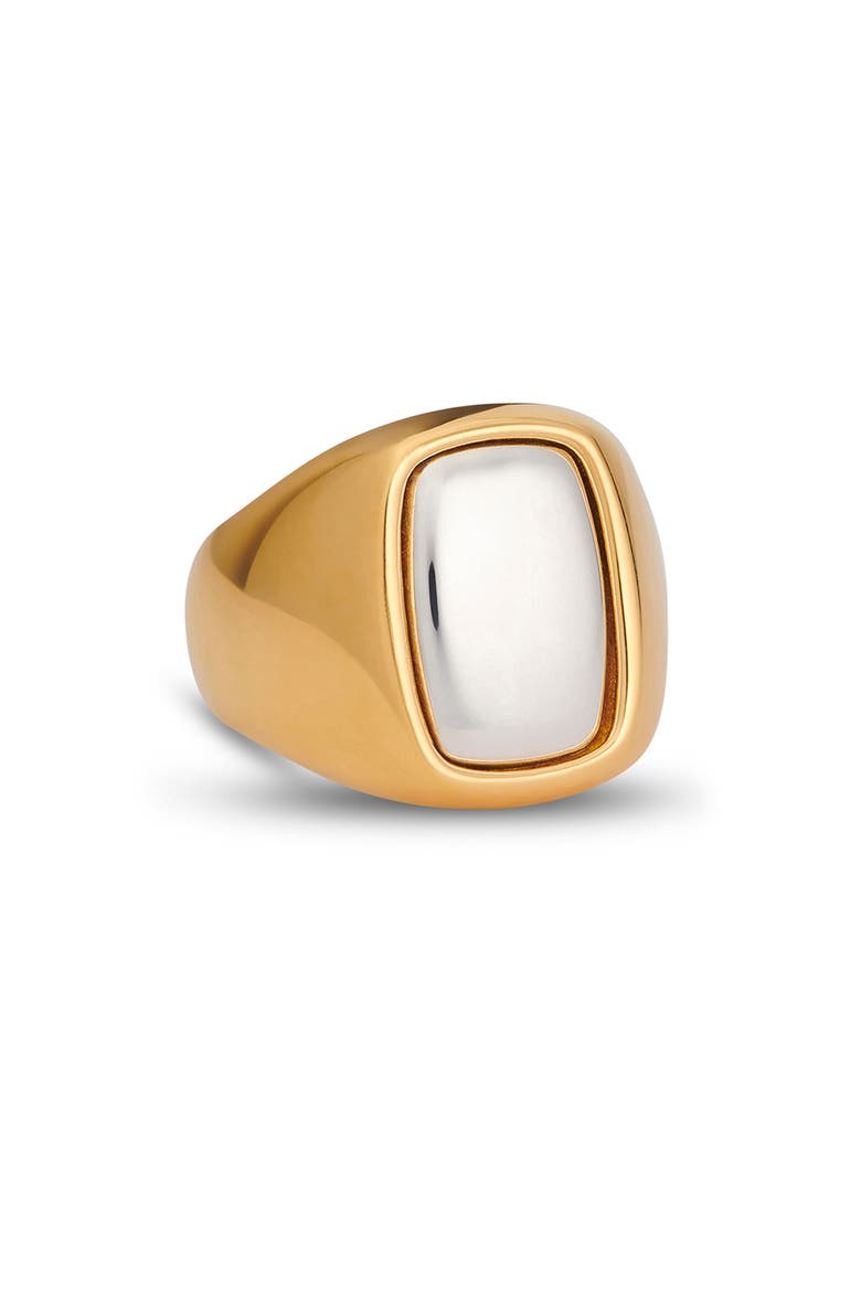 Small Toy Signet Ring, Alternate, color, GOLD/ SILVER