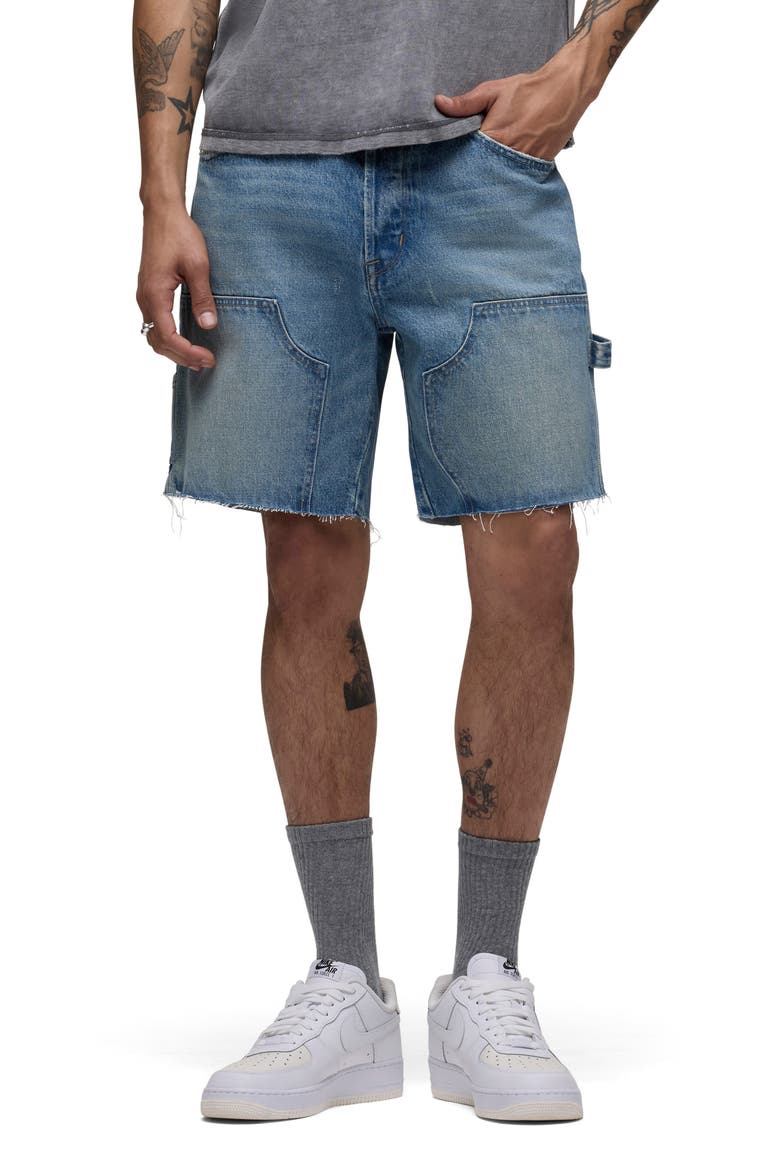 Cutoff Denim Carpenter Shorts, Main, color, IRVINE
