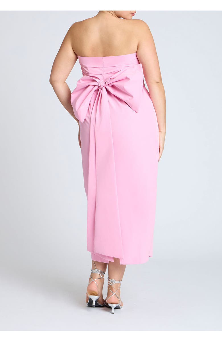 ELOQUII Pleated Bodice Bow Detail Dress, Alternate, color, Begonia Pink