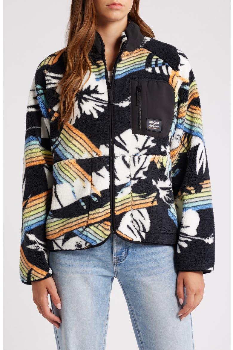 High Tide Hoffman Polar Fleece Zip Jacket, Alternate, color, BLACK/ MULTI