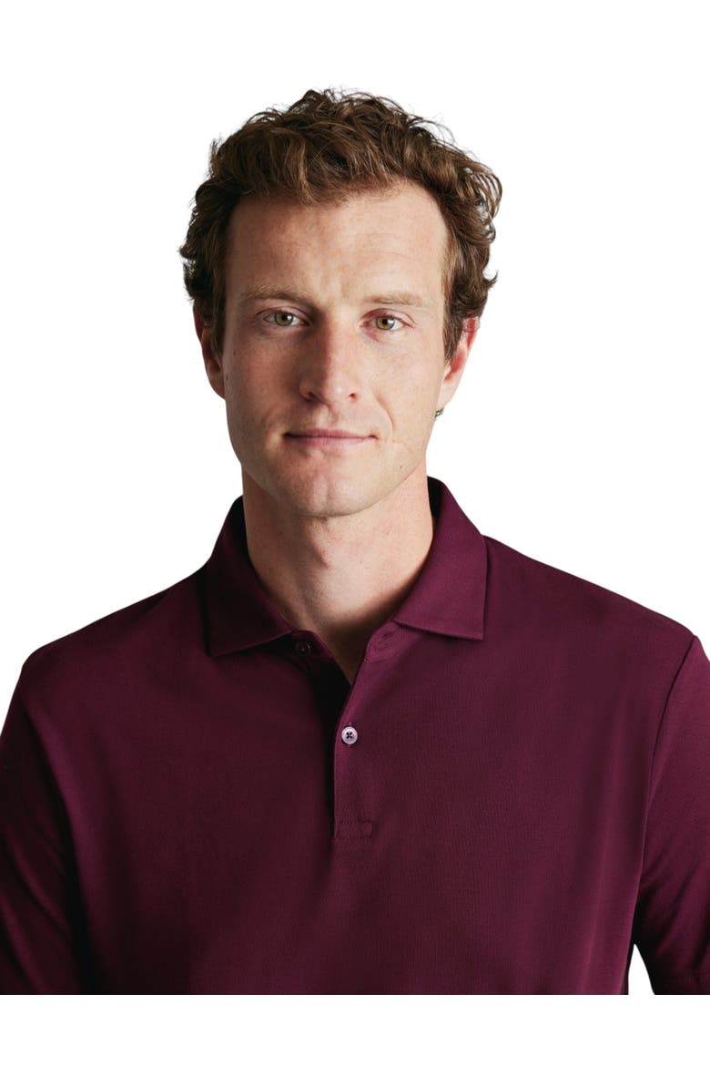 Short Sleeve Cotton Stretch Smart Pique Polo, Alternate, color, Wine Red