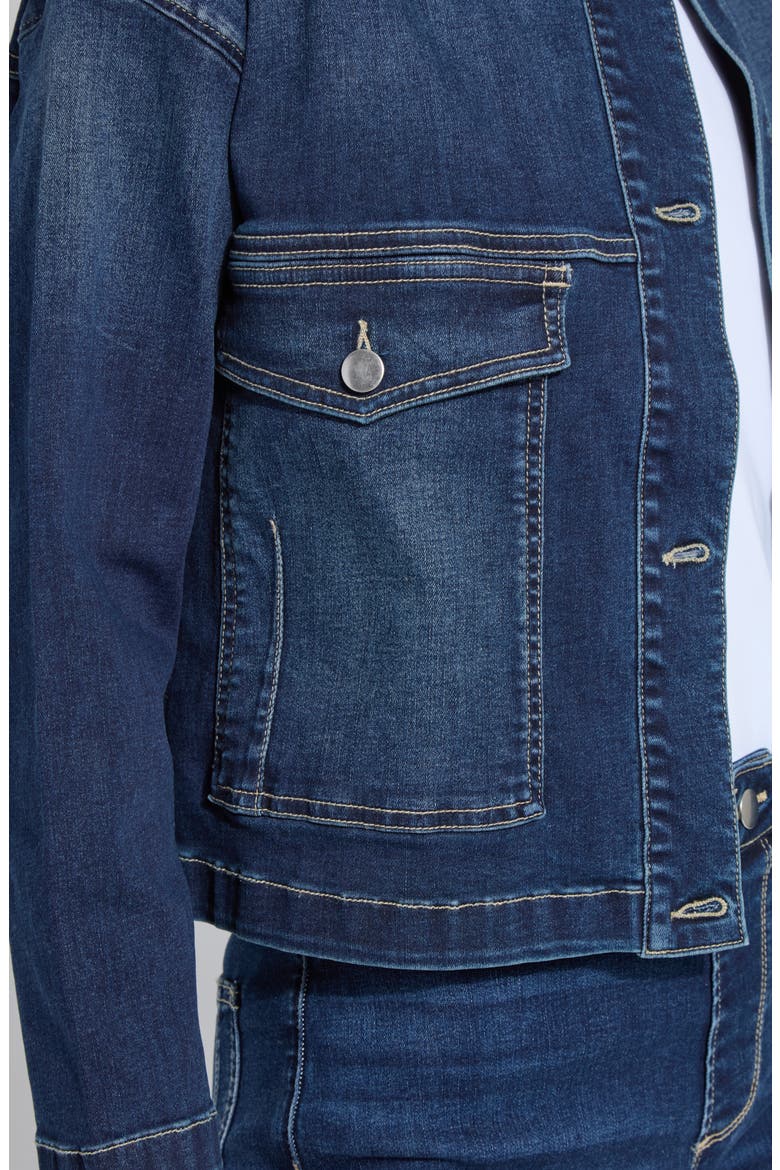 Solene Everyday Denim Jacket, Alternate, color, DARK MIDWASH