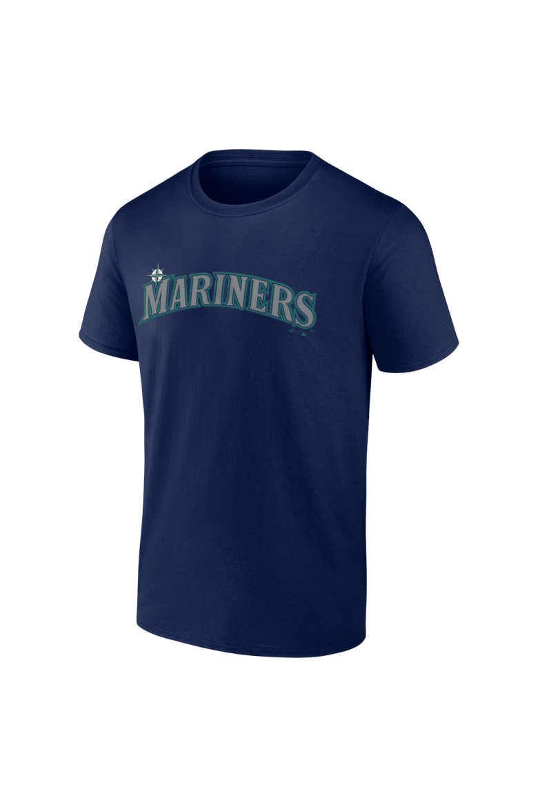 Men's Logo Athletic Navy Seattle Mariners Wordmark T-Shirt, Alternate, color, Navy