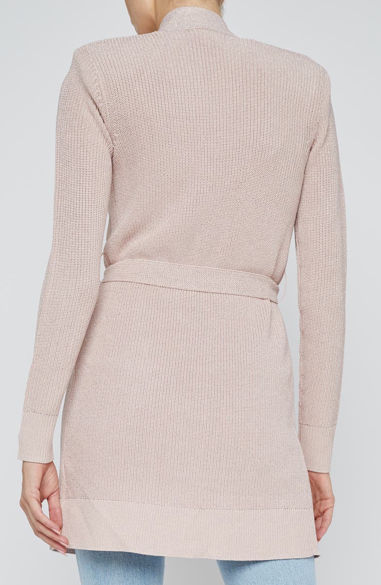 L'AGENCE Noe Metallic Double Breasted Rib Cardigan, Alternate, color, Petalnick