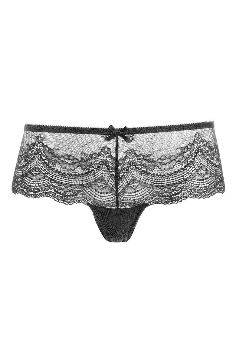 Topshop Deep Lace Brazilian Panties, Alternate, color,