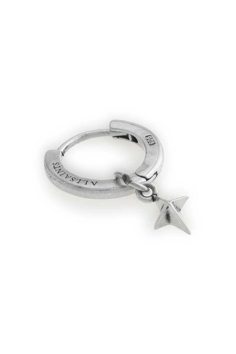 Men's Star Huggie Hoop Earring, Alternate, color, WARM SILVER