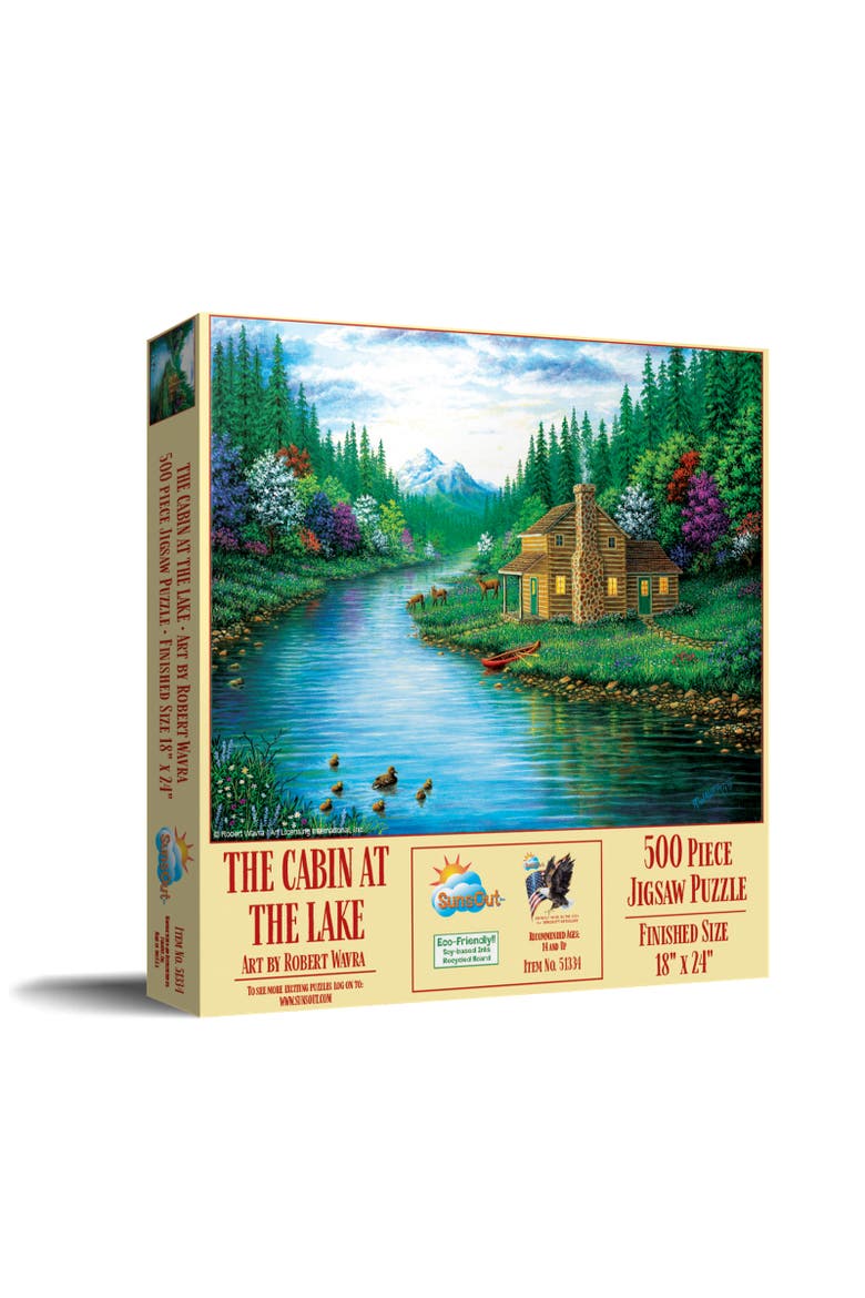The Cabin on the Lake 500 piece Jigsaw Puzzle for Adults, Main, color, Multicolor