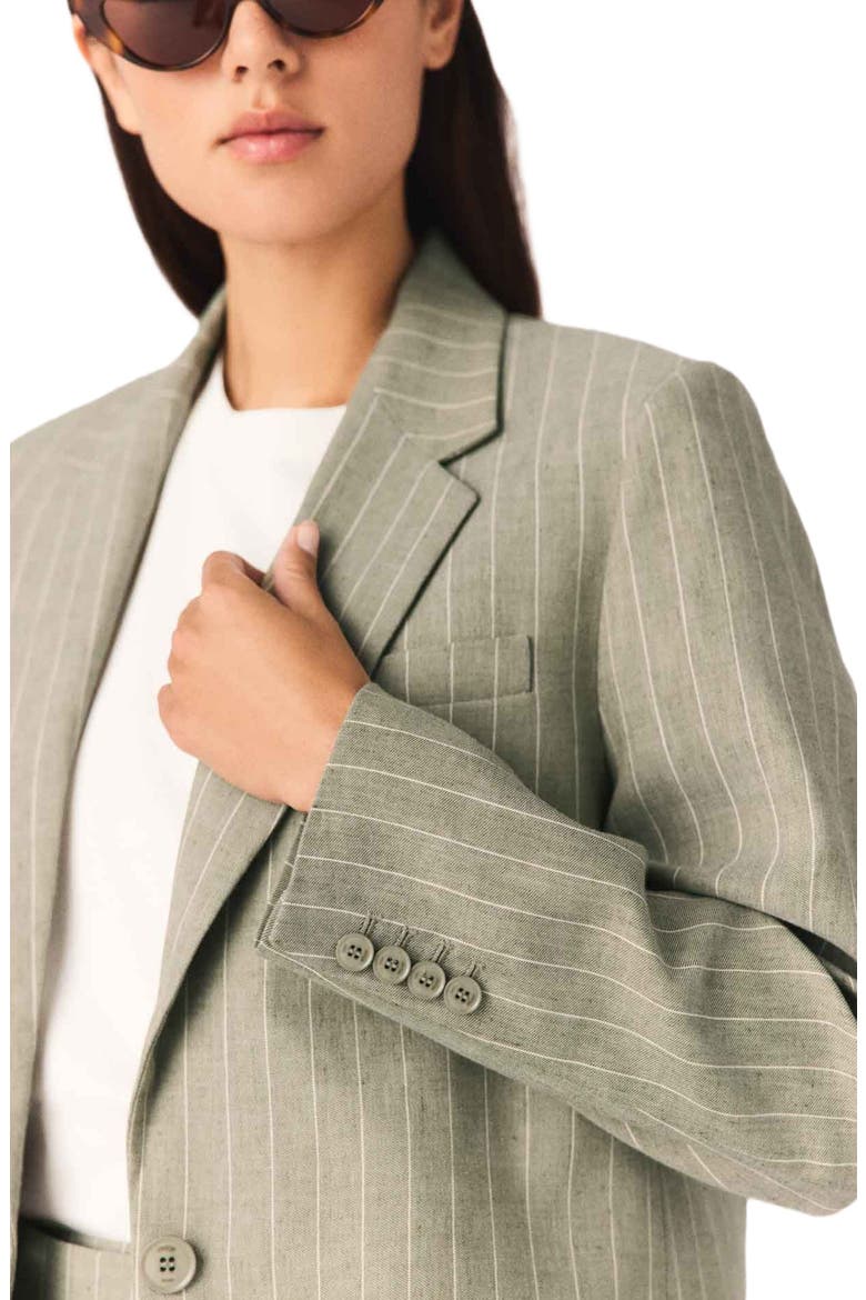 Linen blend suit jacket, Alternate, color, Khaki
