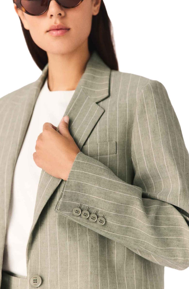 maje Linen blend suit jacket, Alternate, color, Khaki