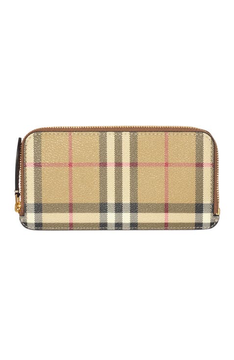 Large Check Zip Card Case