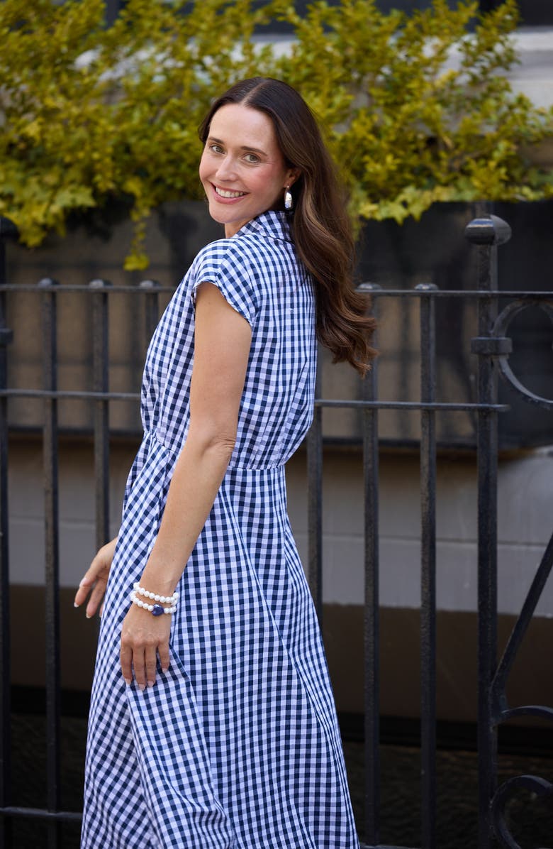 Brave+True Musings Gingham Midi Shirtdress, Alternate, color, Navy Gingham