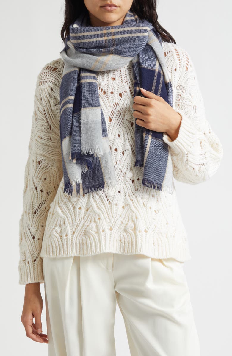 Johnstons of Elgin Tartan Cashmere Scarf, Alternate, color, Silver Bnckbn Ku0499