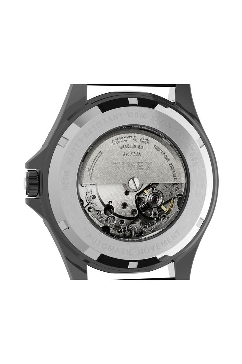 Navi XL Automatic Synthetic Rubber Strap Watch, 41mm, Alternate, color, BLACK