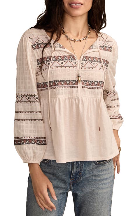 Embroidered Peasant Top