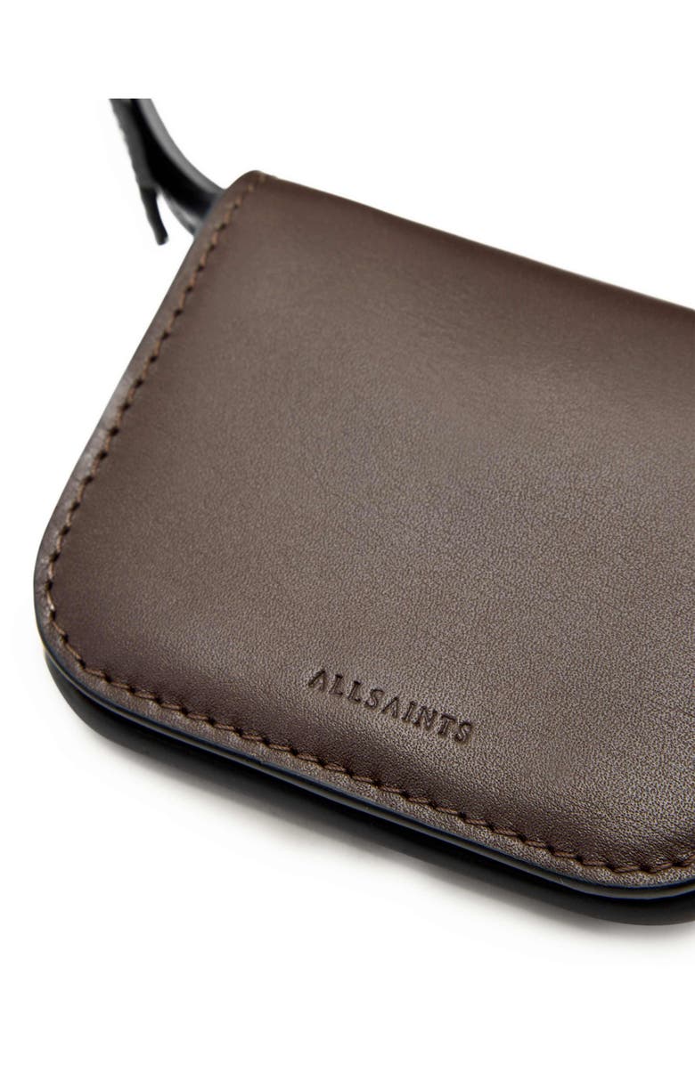 AllSaints Small Maeve Leather Crossbody Card Holder, Alternate, color, Fango Brown