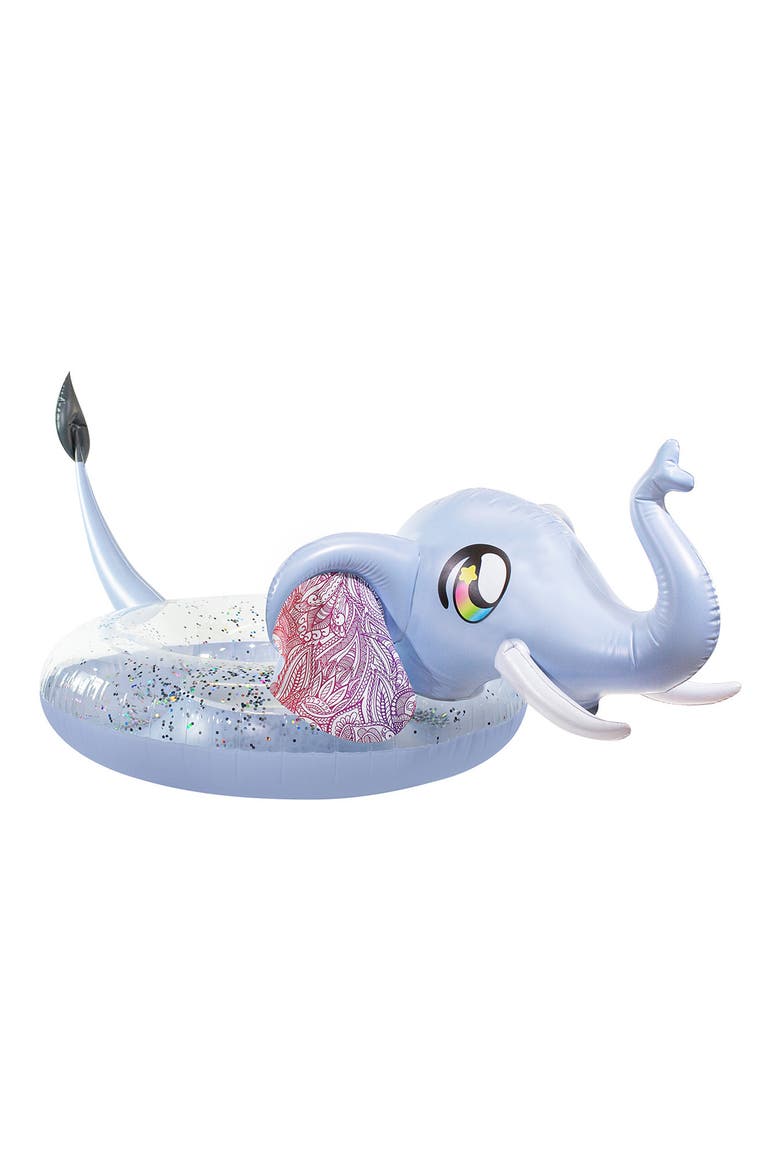 Elephant Glitter Tube Pool Float, Main, color, PURPLE