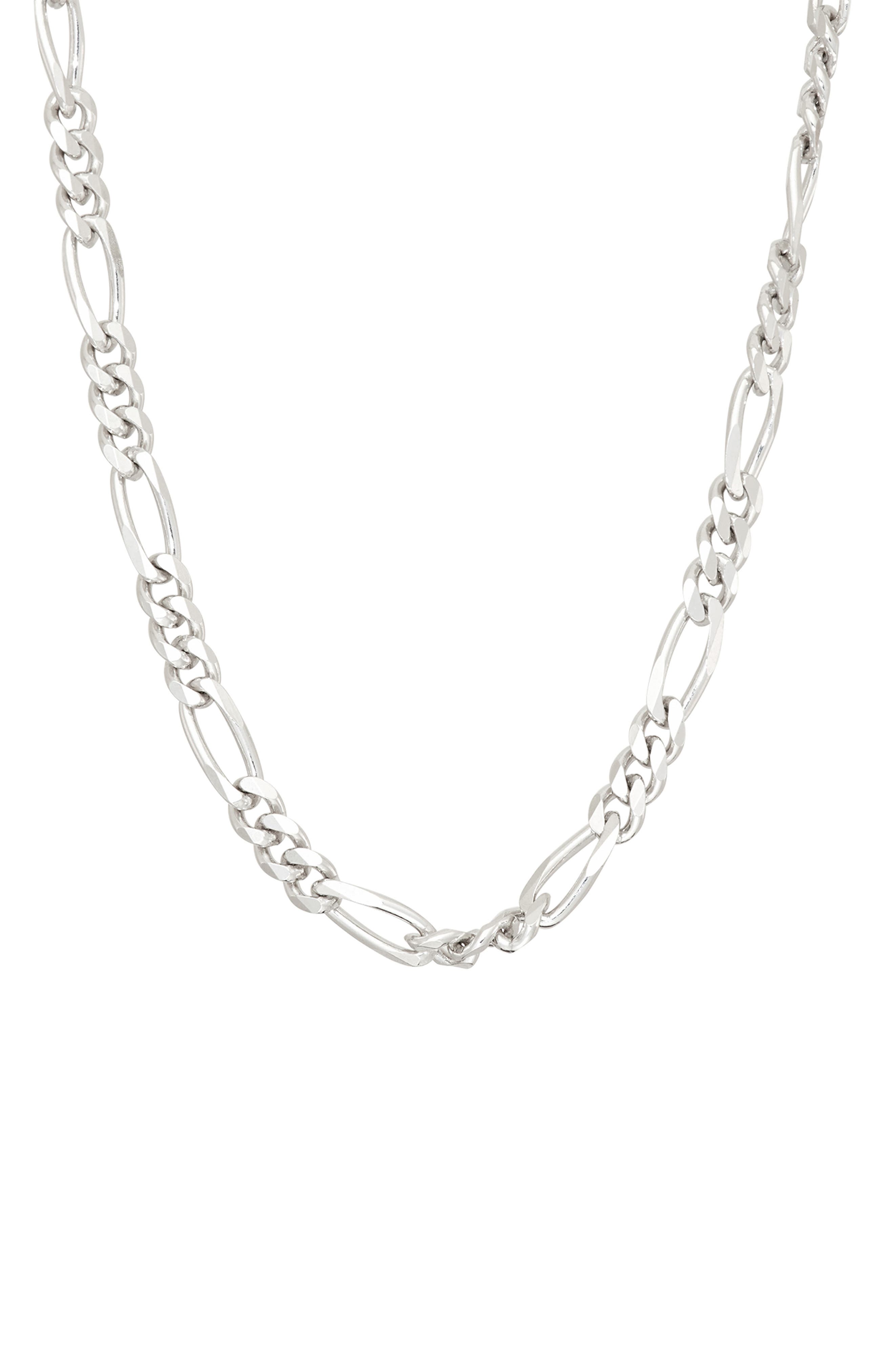 FZN Sterling Silver Figaro Chain Necklace