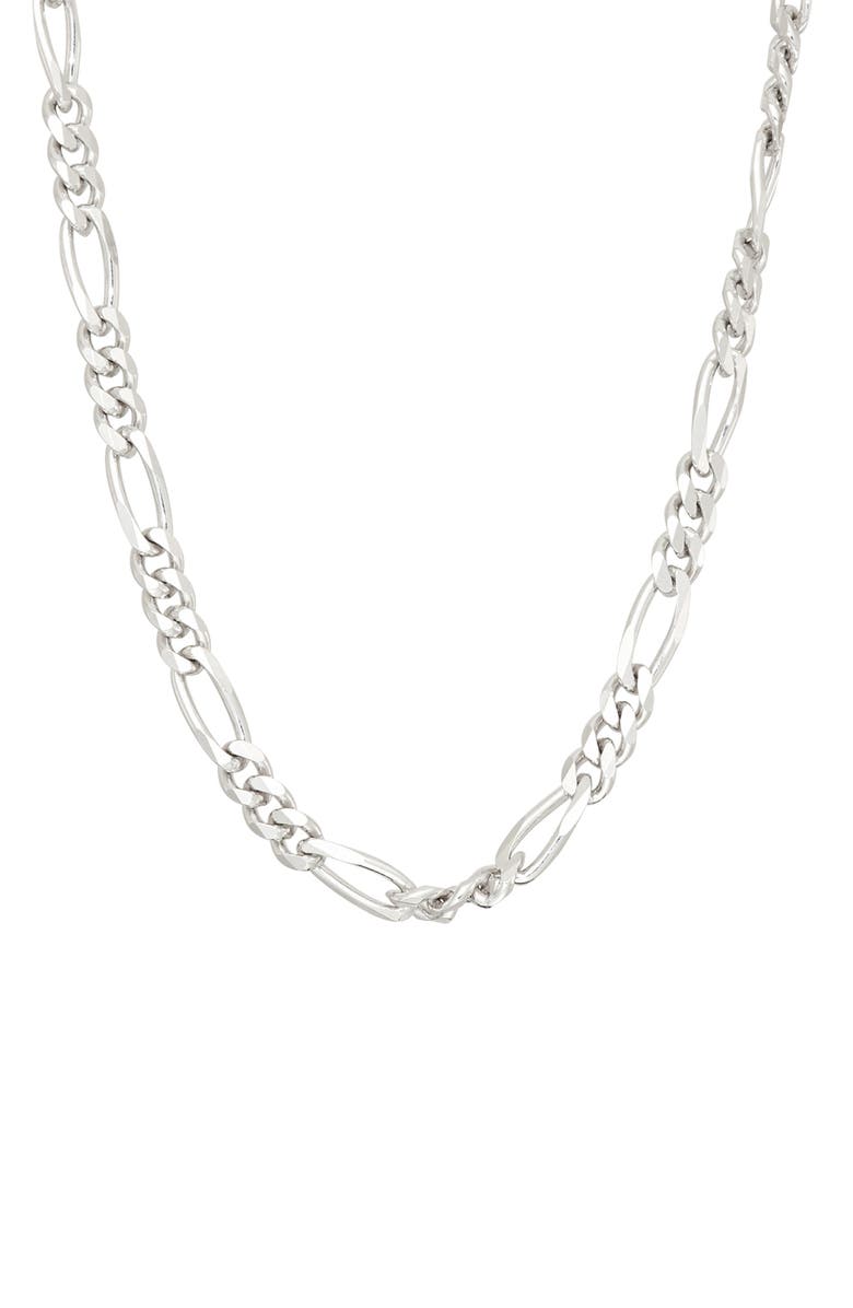 FZN Sterling Silver Figaro Chain Necklace, Main, color, White