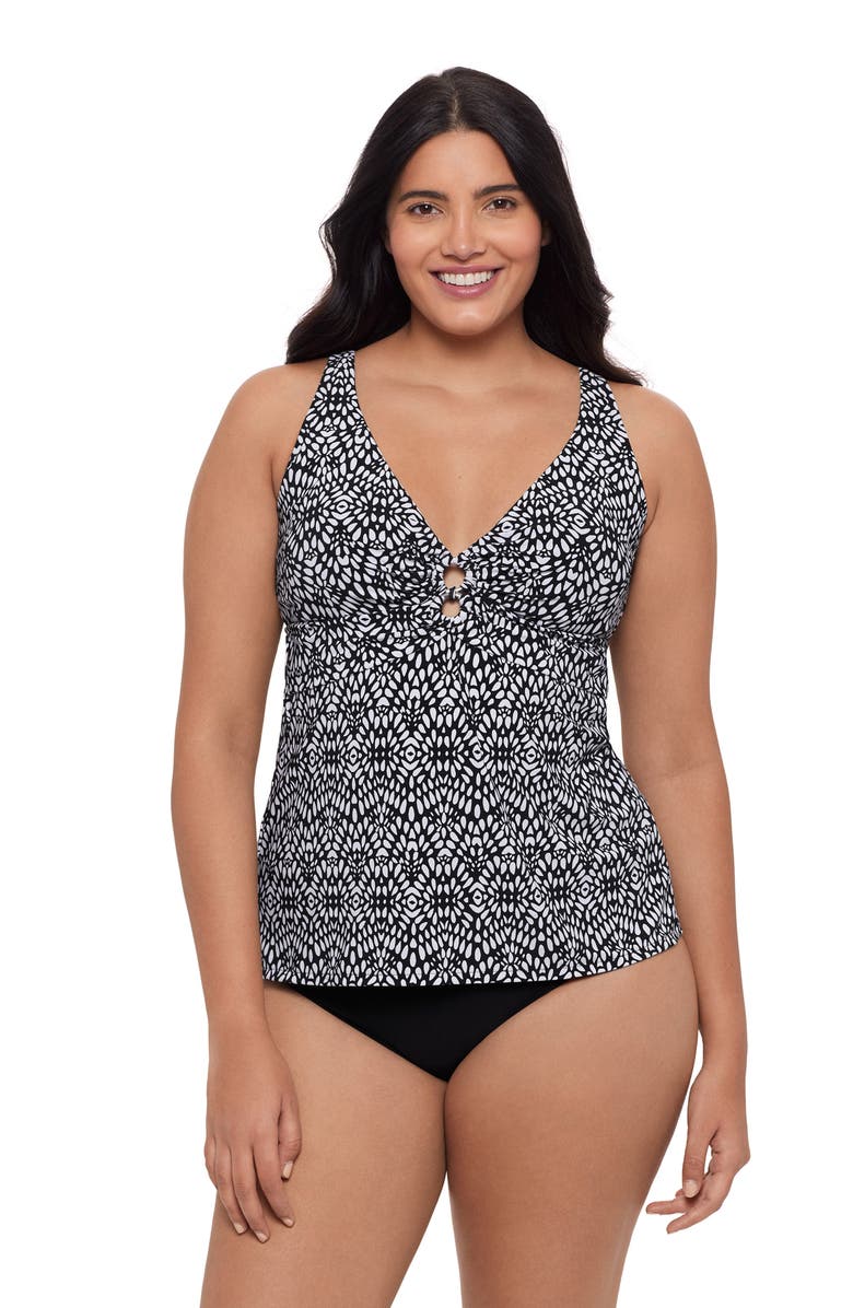 Trimshaper Molly Double Ring Tankini Swimsuit Top, Main, color, Balinese Block