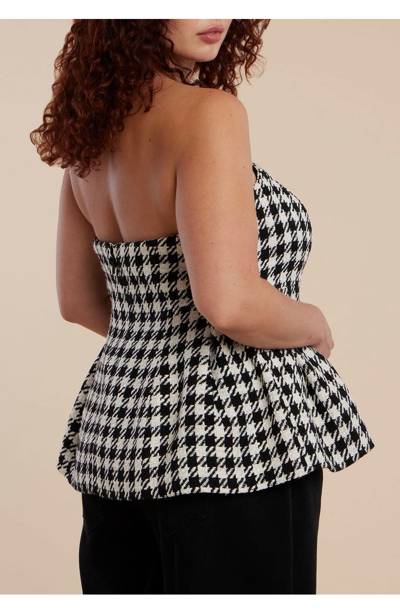 ELOQUII Houndstooth Bustier, Alternate, color, Black White Houndstooth