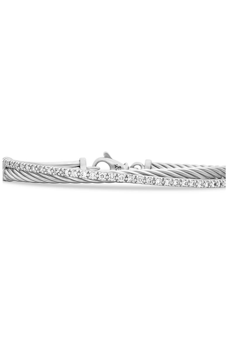Crossover Link Bracelet in Sterling Silver with Diamonds, 3mm, Alternate, color, SILVER/ DIAMOND