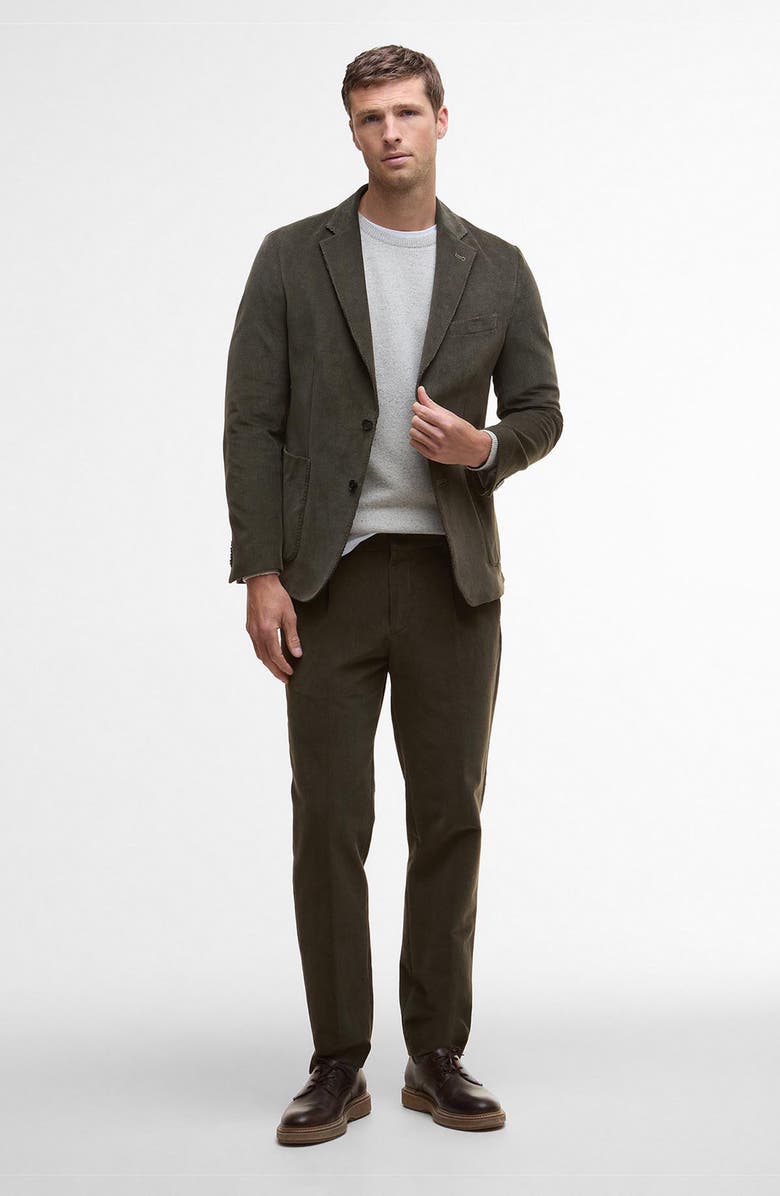 Barbour Wallington Pleated Stretch Corduroy Suit Pants, Alternate, color, Olive