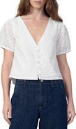 Joe's The Halle Puff Sleeve Eyelet Cotton Button-Up Shirt