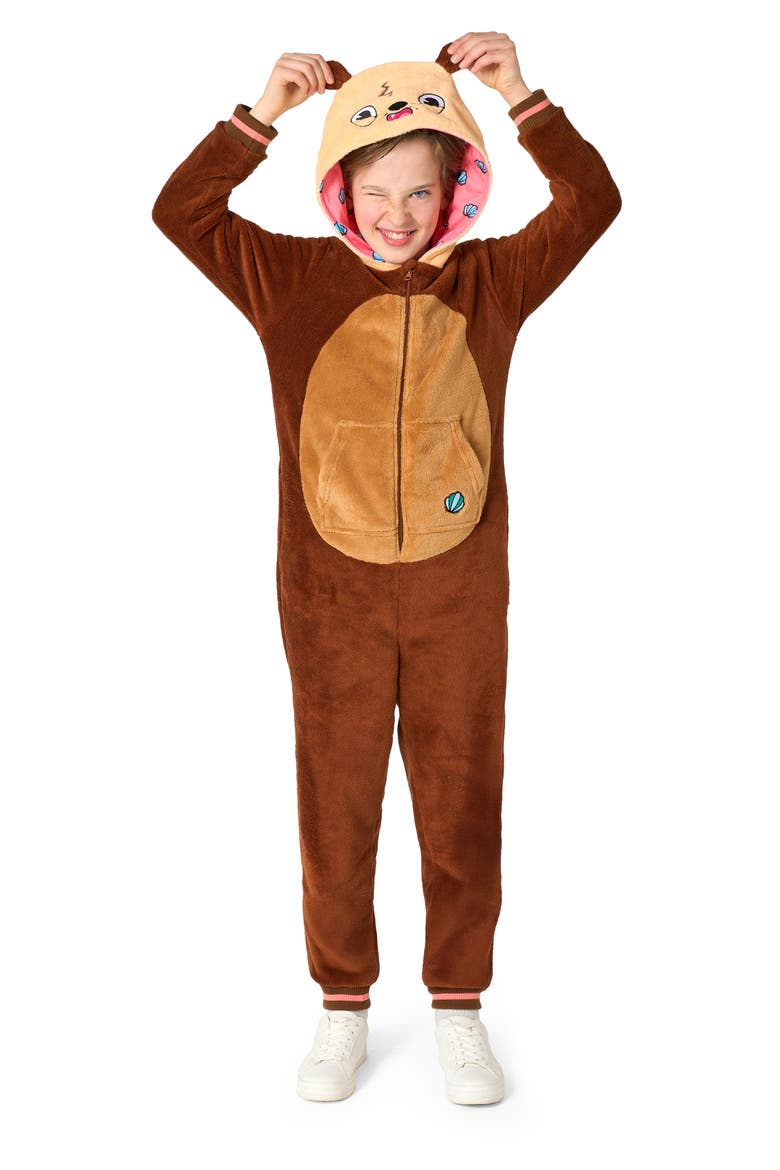 Kids' Otter One Piece Hooded Jumpsuit, Main, color, BEIGE