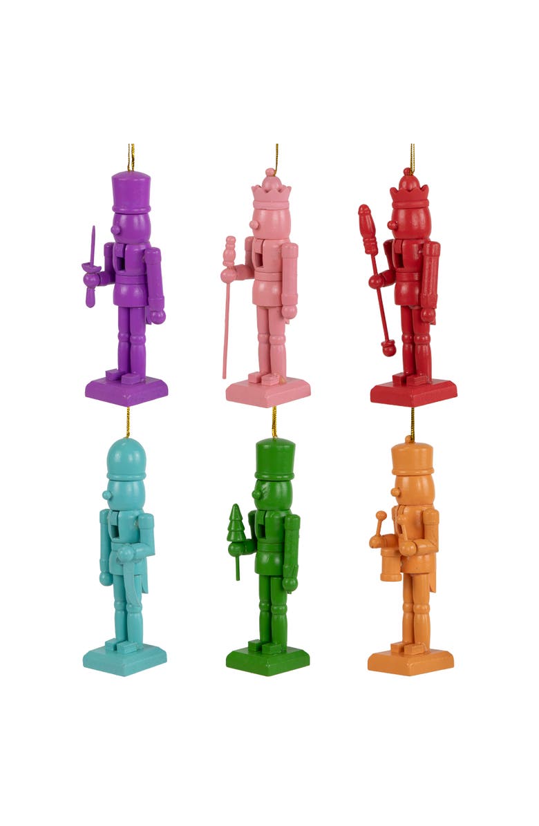 Northlight Nutcracker Wooden Christmas Ornaments - 5" - Multicolor - Set of 6, Alternate, color, Multi